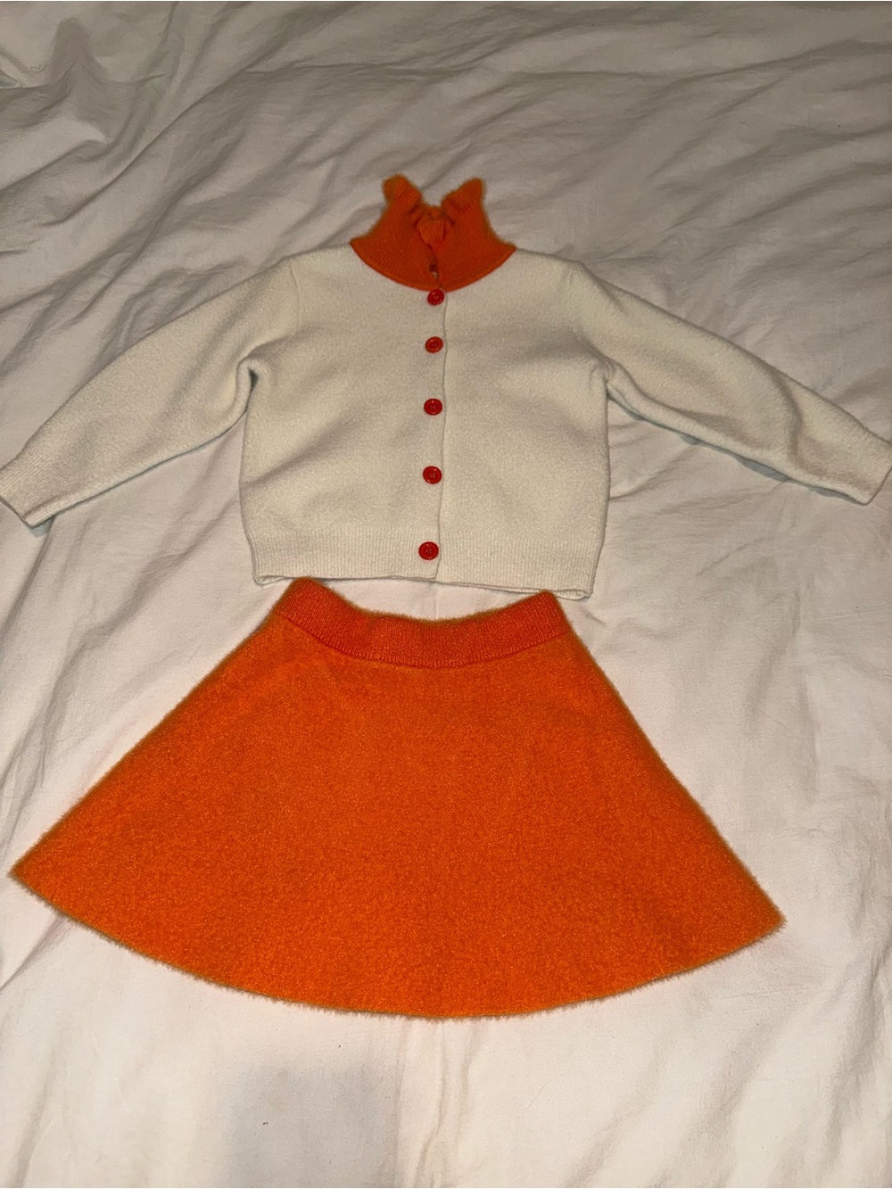 Orange Knit Kids Skirt and Sweater Top